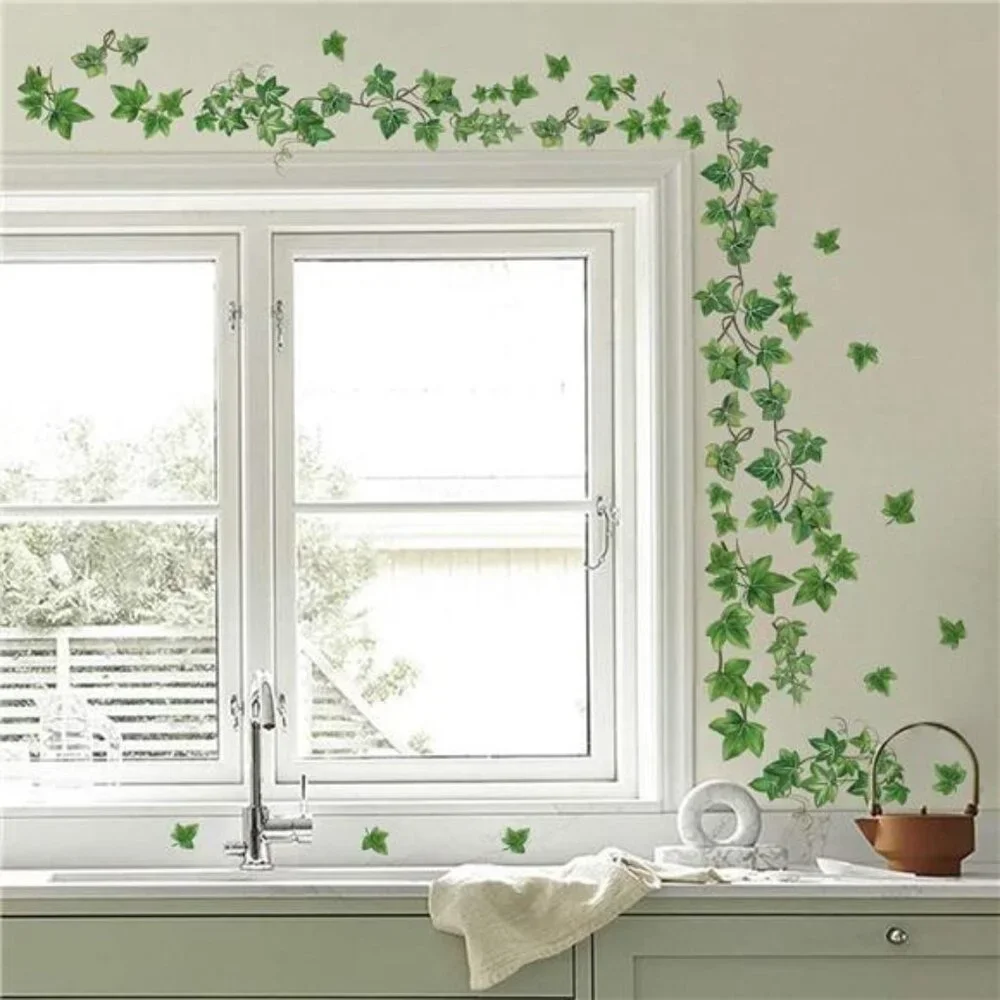 Hanging Vine Wall Decals Ivy Leaves Wall Stickers Bedroom Living Room Decor Art